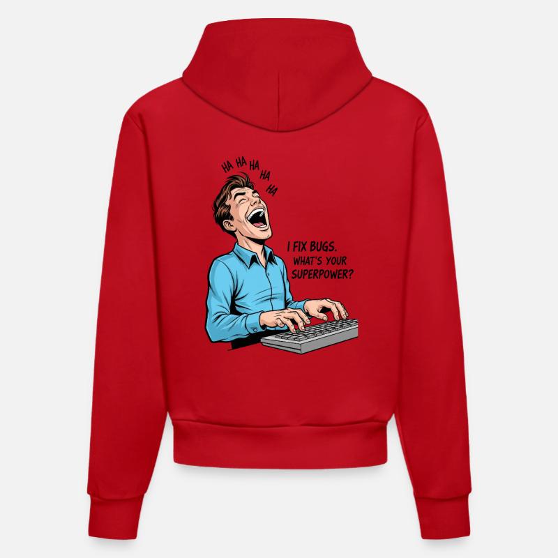 Bug-Fixer: Meine Superkraft als Programmierer! - Organic Fitted Hoodie Made in EU - Rot
