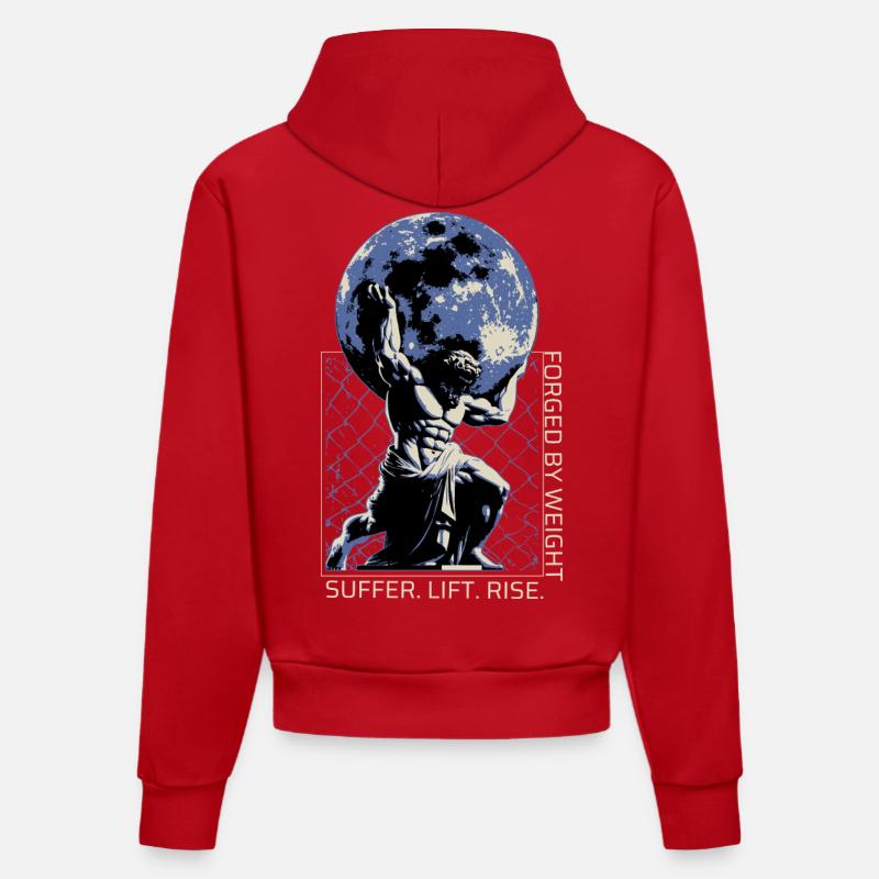 Graphique grec de Titan - Sweat à capuche bio ajusté fabriqué en UE - rouge