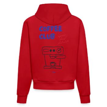 Kaffee Club Espressomaschine Illustration - Organic Fitted Hoodie Made in EU - Rot - Hinten