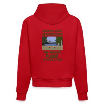 Camping Spruch Zelten - Organic Fitted Hoodie Made in EU - Rot - Hinten