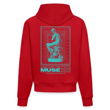 Statue au néon dans le cyberespace - Sweat à capuche bio ajusté fabriqué en UE - rouge - Dos