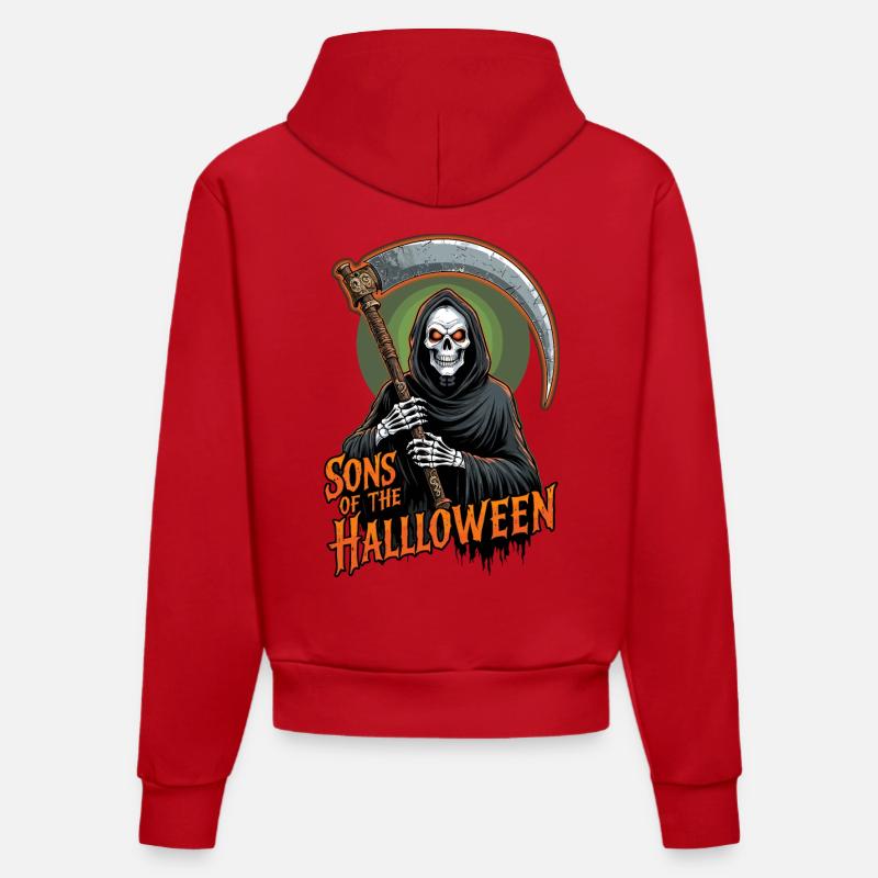 Faucheuse d’Halloween - Sweat à capuche bio ajusté fabriqué en UE - rouge