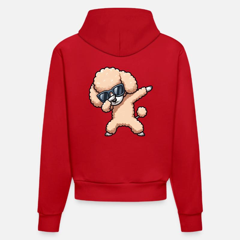 Cool Caniche Dab Pose Drôle - Sweat à capuche bio ajusté fabriqué en UE - rouge