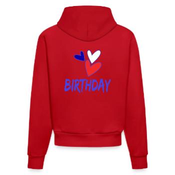 JAHRESTAG. ALLES GUTE ZUM GEBURTSTAG. ALLES GUTE ZUM GEBURTSTAG. - Organic Fitted Hoodie Made in EU - Rot - Hinten