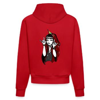 Heavy Metal Einhorn - Organic Fitted Hoodie Made in EU - Rot - Hinten