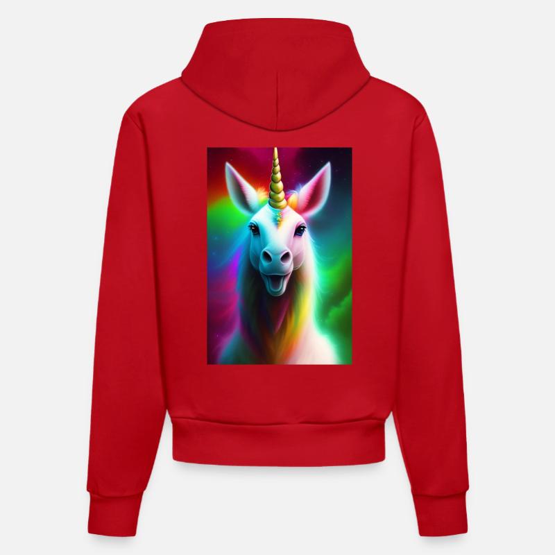Licorne - Sweat à capuche bio ajusté fabriqué en UE - rouge
