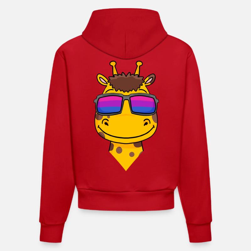 Cadeau de girafe bisexuelle - Sweat à capuche bio ajusté fabriqué en UE - rouge
