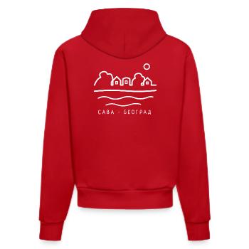 Ada Međica Island Sava Beograd Belgrade Serbia  - Organic Fitted Hoodie Made in EU - Rot - Hinten