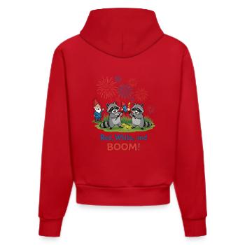 Raccoon 4th of July Fireworks Party - Organic Fitted Hoodie Made in EU - red - Back