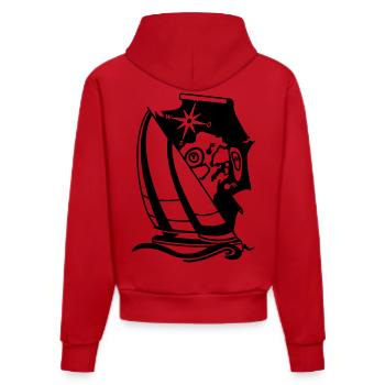 Voilier Voilier avec carte nautique à boussole Navigation - Sweat à capuche bio ajusté fabriqué en UE - rouge - Dos