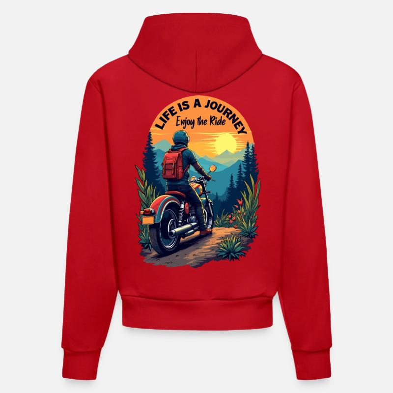 Profitez de la balade - Sweat à capuche bio ajusté fabriqué en UE - rouge