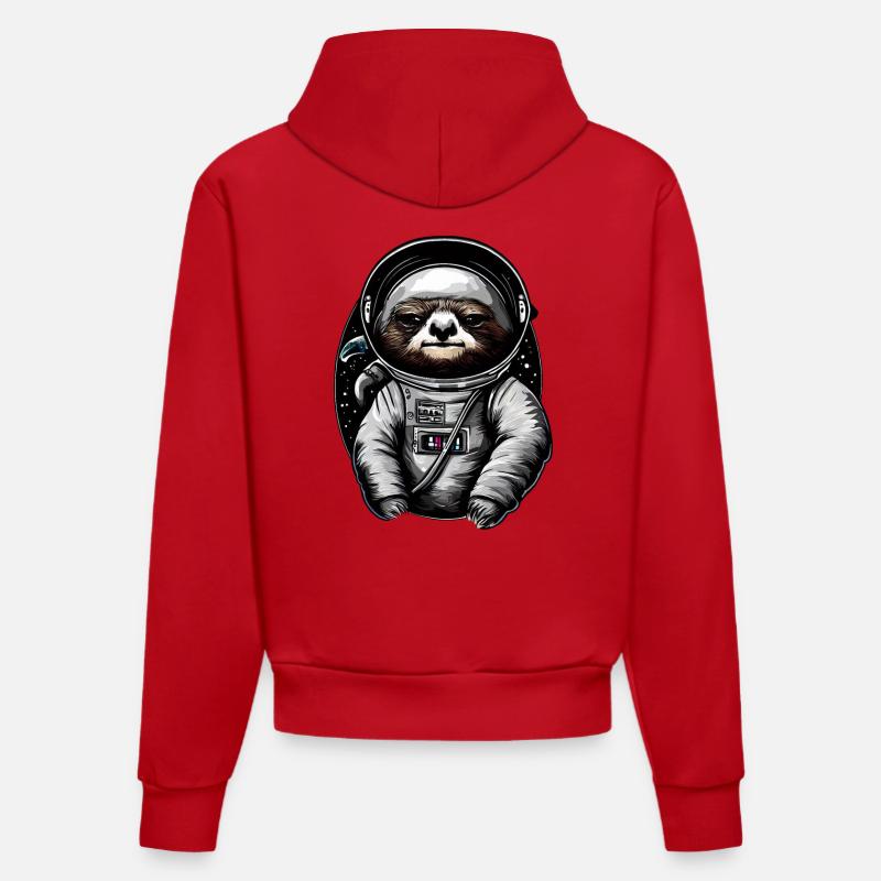 Sloth Astronaut - Space Animal Design - Sweat à capuche bio ajusté fabriqué en UE - rouge