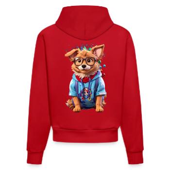 Chien mignon - Sweat à capuche bio ajusté fabriqué en UE - rouge - Dos