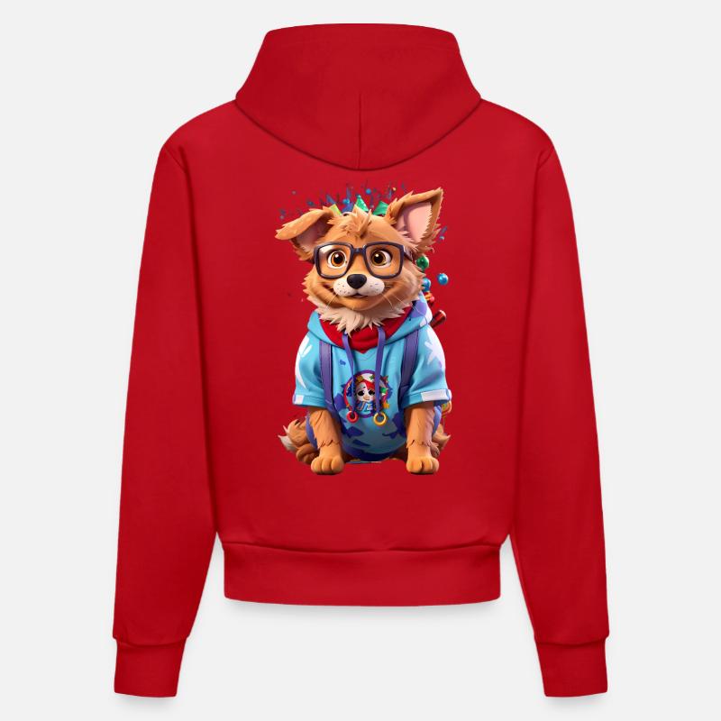 Chien mignon - Sweat à capuche bio ajusté fabriqué en UE - rouge