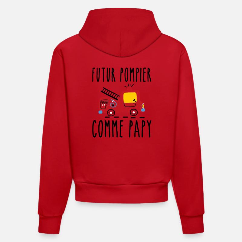 Futur pompier cadeau humour - Sweat à capuche bio ajusté fabriqué en UE - rouge