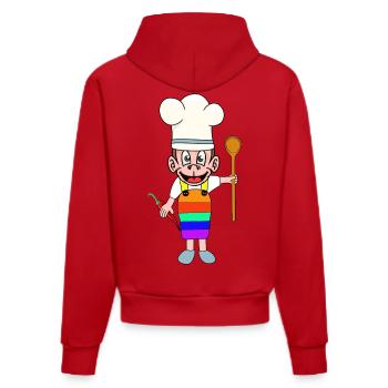 LGBT KOCH Köche Köchin Regenbogen Küche - Organic Fitted Hoodie Made in EU - Rot - Hinten