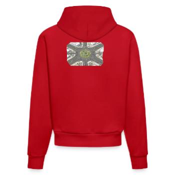 Motifs de jardins détournés - Sweat à capuche bio ajusté fabriqué en UE - rouge - Dos