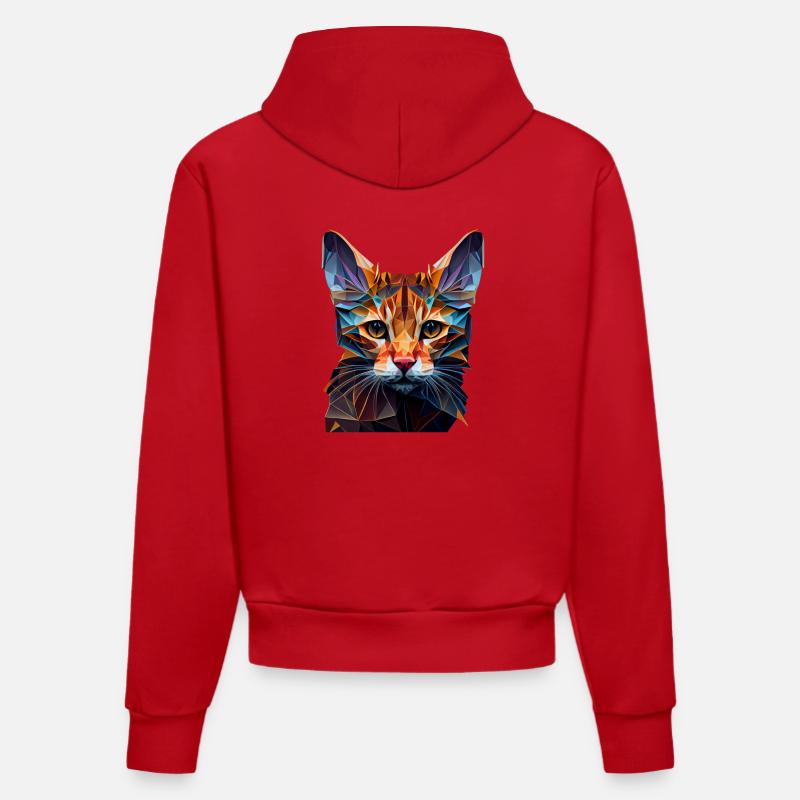 Chaton Chaton Chat Polygone Chat - Sweat à capuche bio ajusté fabriqué en UE - rouge