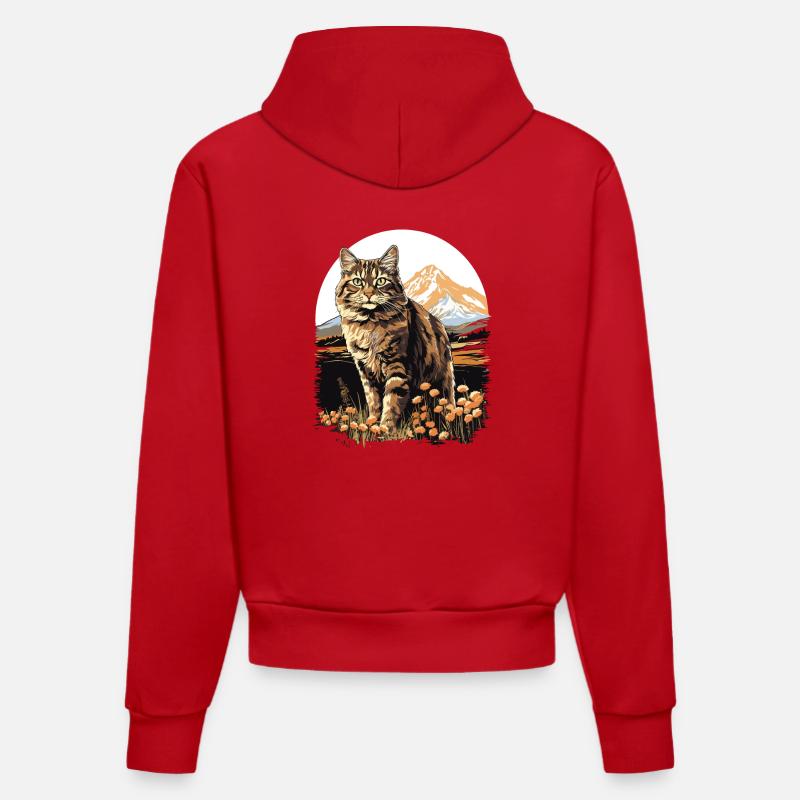 Chat Chats American Bobtail - Sweat à capuche bio ajusté fabriqué en UE - rouge