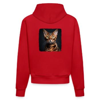 Bengal Cat Bengalkatze - Organic Fitted Hoodie Made in EU - Rot - Hinten