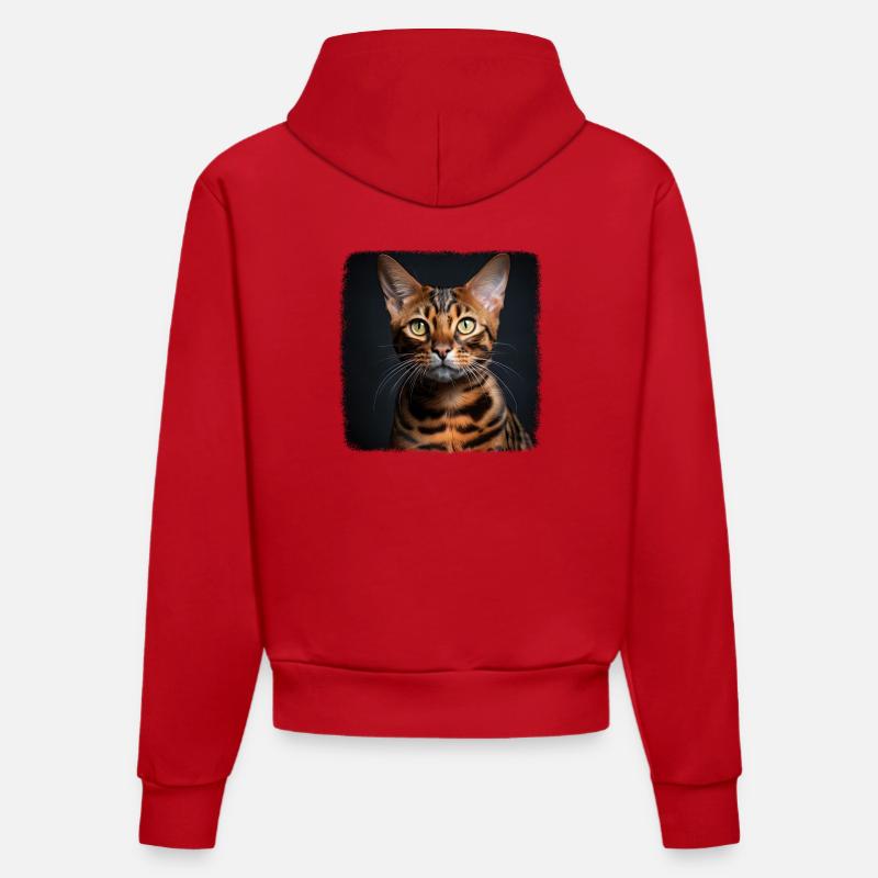 Chat du Bengale Bengalkatze - Sweat à capuche bio ajusté fabriqué en UE - rouge