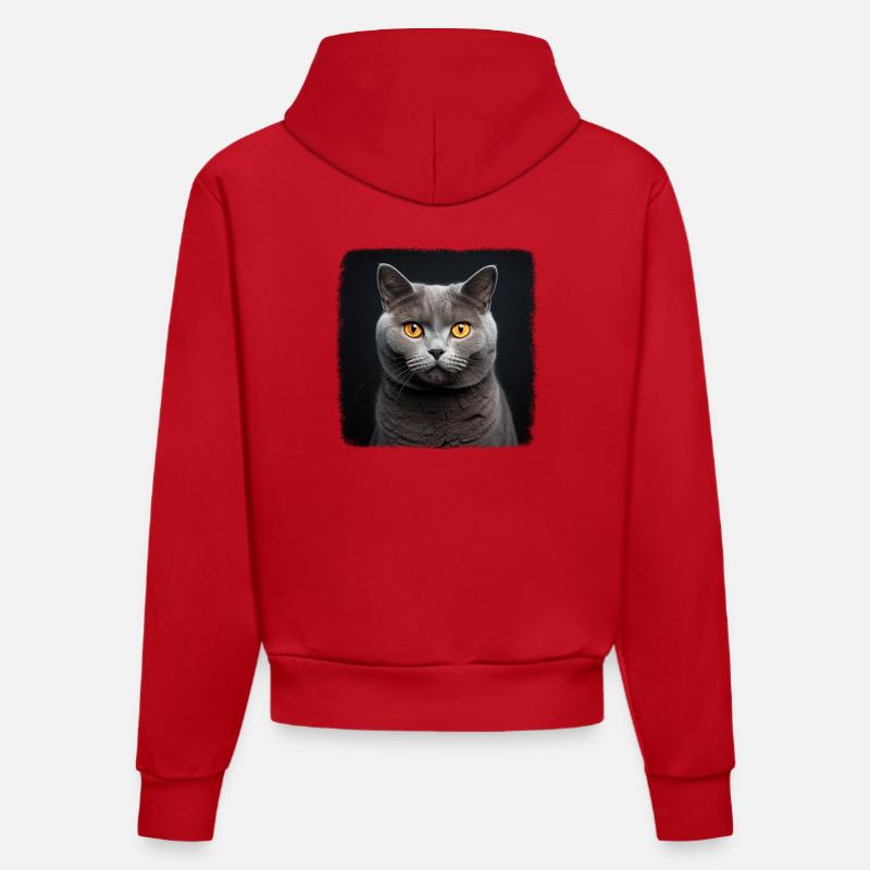 Chat Chartreux Chat Chartreux - Sweat à capuche bio ajusté fabriqué en UE - rouge