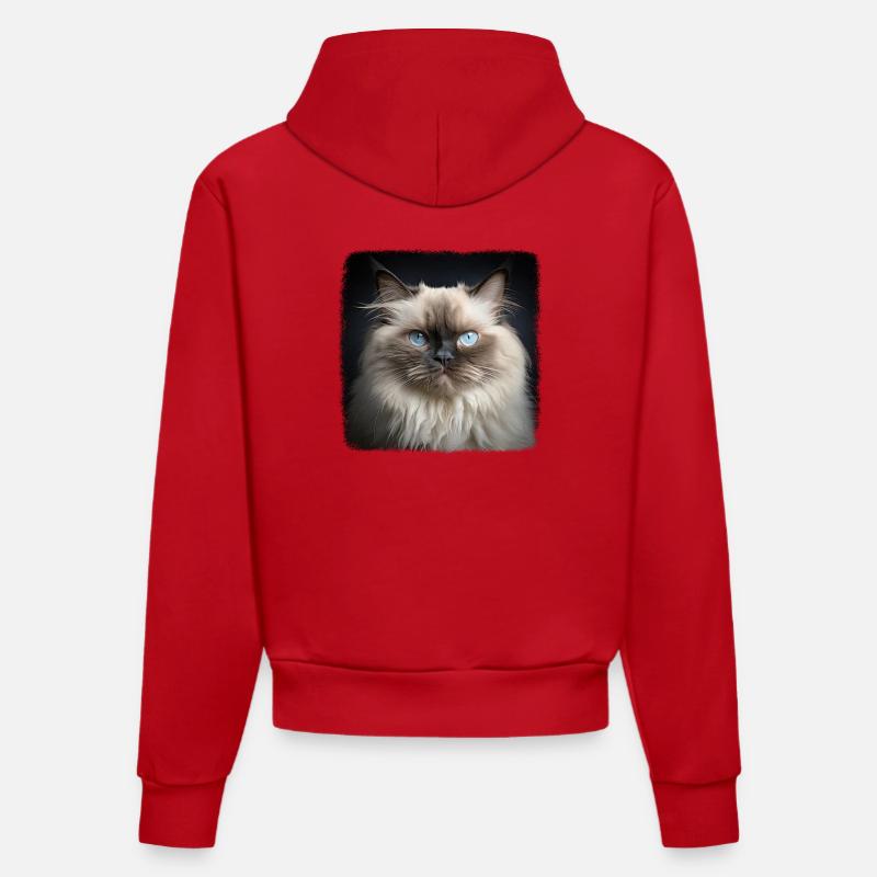 Chat de l’Himalaya Colourpoint Katze - Sweat à capuche bio ajusté fabriqué en UE - rouge