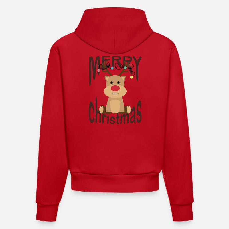 Joyeux Noël Renne - Sweat à capuche bio ajusté fabriqué en UE - rouge
