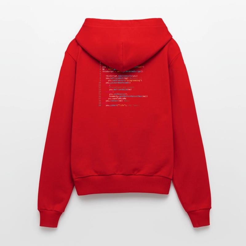 Être amis avec les programmeurs (en Python) Sweat à capuche bio ajusté fabriqué en UE