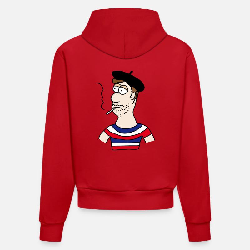 Français - Sweat à capuche bio ajusté fabriqué en UE - rouge