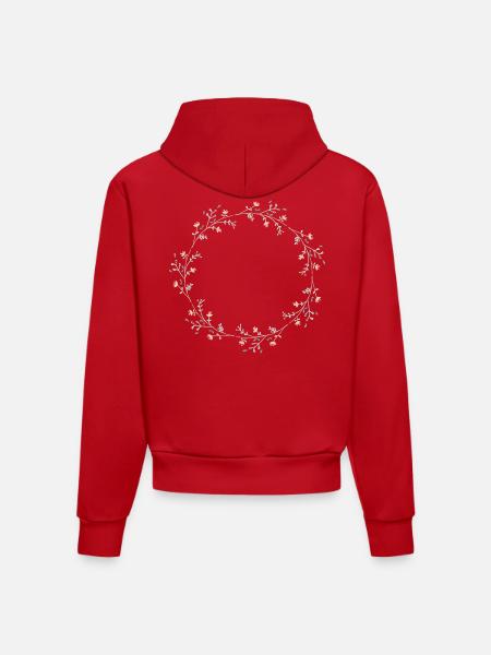 Fleurs - Sweat à capuche bio ajusté fabriqué en UE - rouge