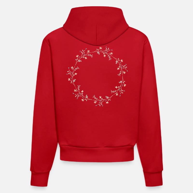Fleurs - Sweat à capuche bio ajusté fabriqué en UE - rouge