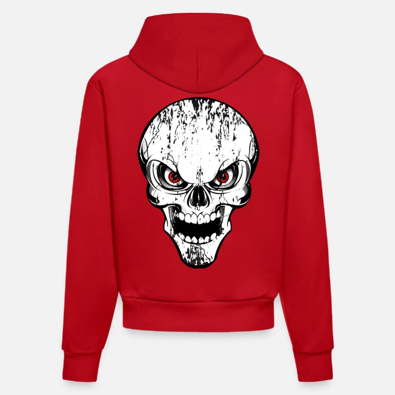 skull grunge style - Sweat à capuche bio ajusté fabriqué en UE - rouge
