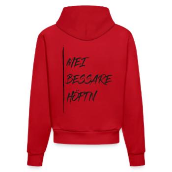 Mei bessere Höftn - meine bessere Hälfte - Organic Fitted Hoodie Made in EU - Rot - Hinten