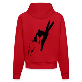 Hasi rennt Schatten Hase Osterhase Kaninchen hopp - Organic Fitted Hoodie Made in EU - Rot - Hinten