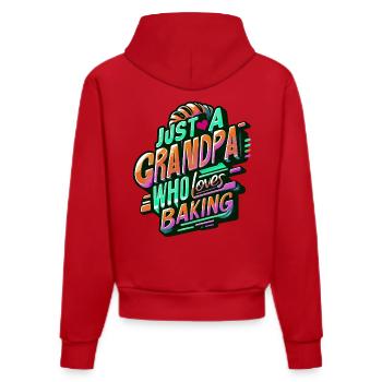 Opa ist Bäcker unser Opa backt gerne - Organic Fitted Hoodie Made in EU - Rot - Hinten