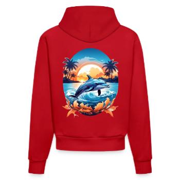 Delfin - Organic Fitted Hoodie Made in EU - Rot - Hinten