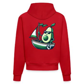 Coole Sommer Segeljolle mit Avocado - Organic Fitted Hoodie Made in EU - Rot - Hinten