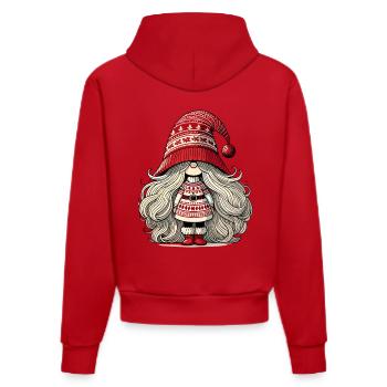 Noël Gnome Femme Gnome Festif Fille - Sweat à capuche bio ajusté fabriqué en UE - rouge - Dos