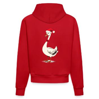 Festliche Gans Mit Weihnachtsmütze - Organic Fitted Hoodie Made in EU - Rot - Hinten
