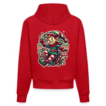 Fröhlicher Weihnachtswichtel Illustration - Organic Fitted Hoodie Made in EU - Rot - Hinten