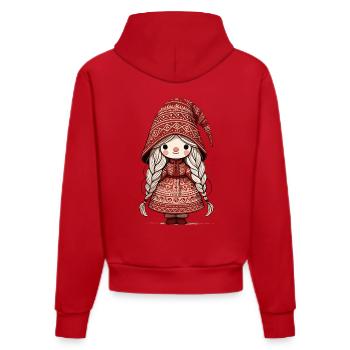 Weihnachten Gnom Frau Festliches Wichtelmädchen - Organic Fitted Hoodie Made in EU - Rot - Hinten