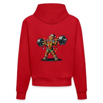 Gingerbread Man Bodybuilder Christmas Fitness Fun - Organic Fitted Hoodie Made in EU - red - Back