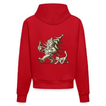 Retro Weihnachten Spaziergang Mit Bier - Organic Fitted Hoodie Made in EU - Rot - Hinten
