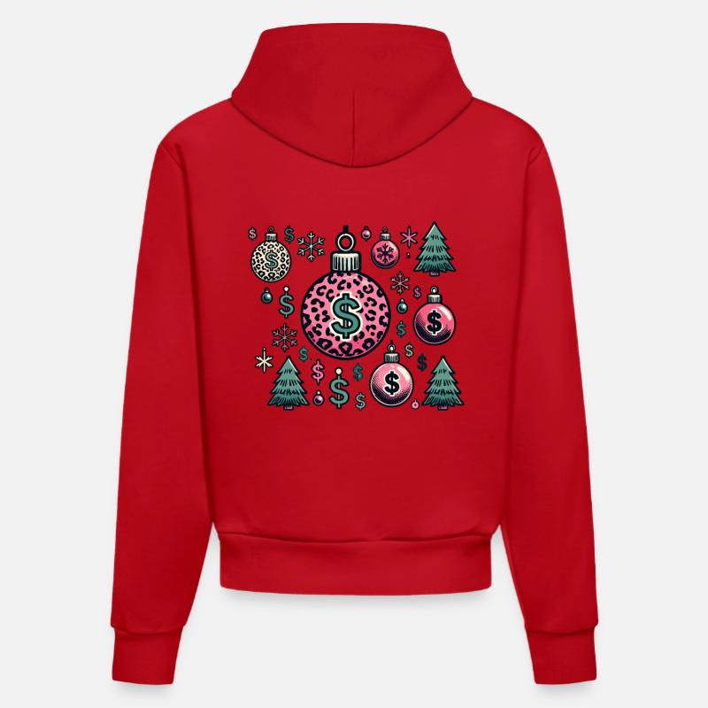 Boules de Noël Symboles Dollar - Sweat à capuche bio ajusté fabriqué en UE - rouge