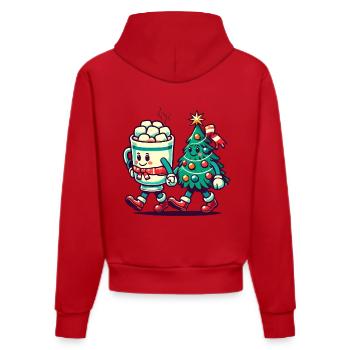 Merry Christmas Retro Style - Organic Fitted Hoodie Made in EU - red - Back