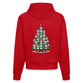 Weihnachtlicher Tannenbaum Mit Katzen - Organic Fitted Hoodie Made in EU - Rot - Hinten