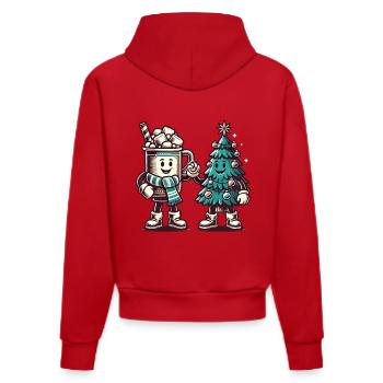 Weihnachten Retro Heiße Schokolade Mit Tannenbaum - Organic Fitted Hoodie Made in EU - Rot - Hinten