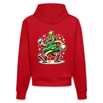 Funny Christmas tree in comic style - Organic Fitted Hoodie Made in EU - red - Back