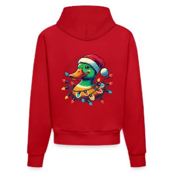 Drôle de canard avec lumière de Noël - Sweat à capuche bio ajusté fabriqué en UE - rouge - Dos